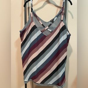 Torrid Sophie Chiffon Striped Criss Cross Strappy Tank